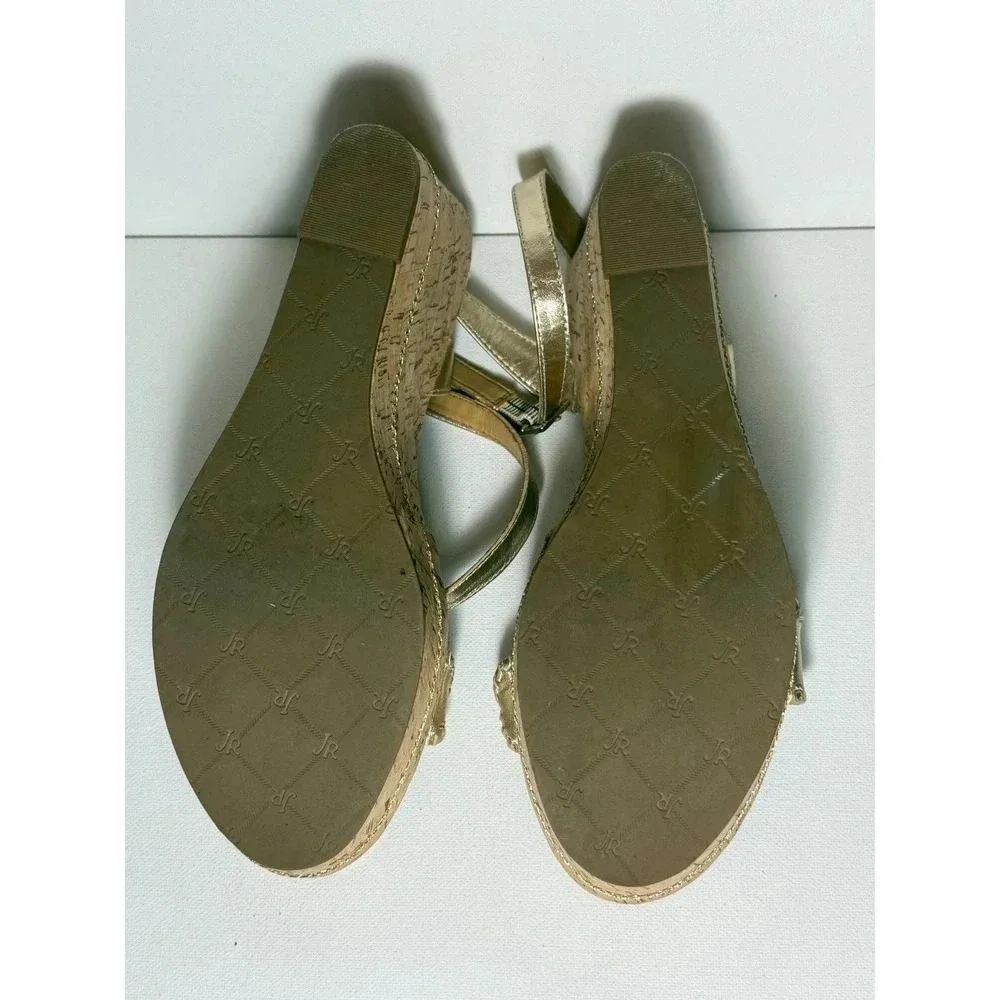Jack Rogers Rose Gold Keri Cork Wedge Platform Sandals Sz 7.5 - EUC